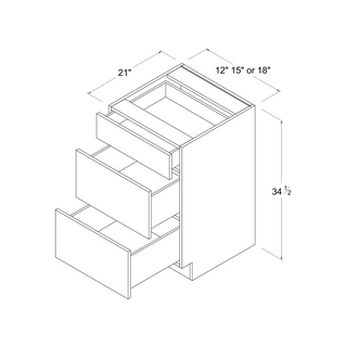 Frameless High - Glossy White - 12"W Vanity Drawer Base Cabinet - homecabinets