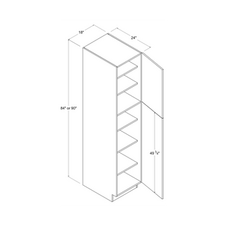 Frameless High - Glossy White - 18"W × 84"H Tall Pantry Cabinet - homecabinets