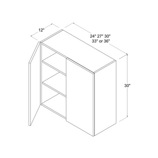 Frameless High - Glossy White - 24"W × 30"H Standard Wall Cabinet - homecabinets