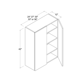 Frameless High - Glossy White - 24"W × 42"H Standard Wall Cabinet - homecabinets