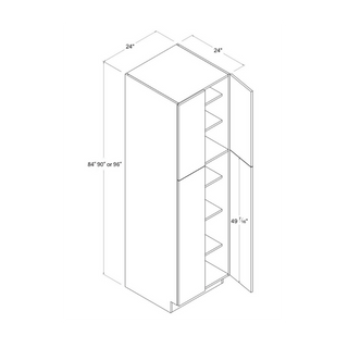 Frameless High - Glossy White - 24"W × 96"H Tall Pantry Cabinet - homecabinets