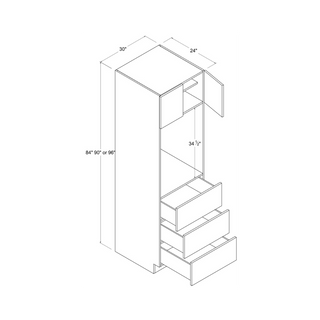 Frameless High - Glossy White - 30"W × 84"H Tall Oven Cabinet - homecabinets