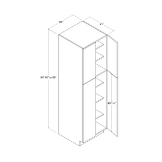 Frameless High - Glossy White - 30"W × 84"H Tall Pantry Cabinet - homecabinets