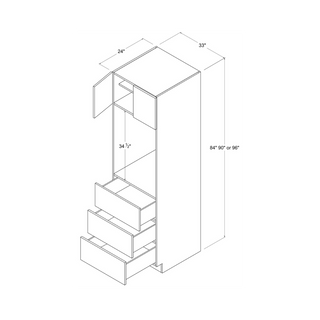Frameless High - Glossy White - 33"W × 84"H Tall Oven Cabinet - homecabinets