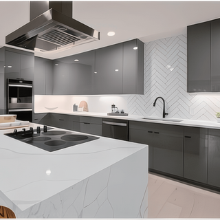 Frameless Prime Gris Brillo Sample Door - homecabinets