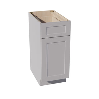 HA - B15: Ash Gray Shaker 15" 1 Drawer 1 Door Standard Base Cabinet - homecabinets