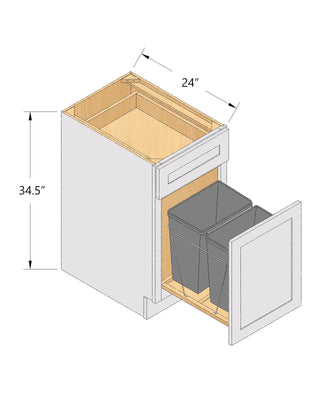 HA - B18TR: Ash Gray Shaker 18" 1 Drawer Trash Pull Out Base Cabinets - homecabinets