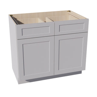 HA - B39: Ash Gray Shaker 39" 2 Drawers 2 Doors Standard Base Cabinet - homecabinets