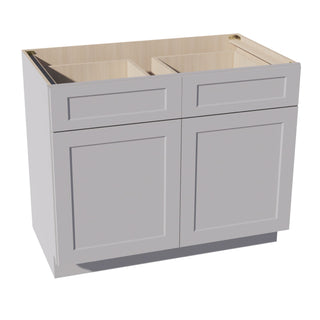 HA - B42: Ash Gray Shaker 42" 2 Drawers 2 Doors Standard Base Cabinet - homecabinets