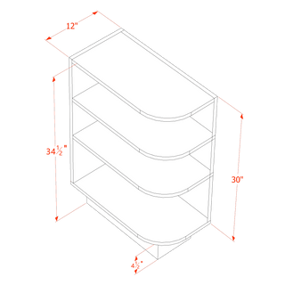 HA - BES12L: Ash Gray Shaker 12" 4 Shelves End Shelf Corner Base Cabinets (Left Open) - homecabinets