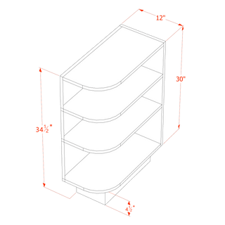 HA - BES12R: Ash Gray Shaker 12" 4 Shelves End Shelf Corner Base Cabinets (Right Open) - homecabinets