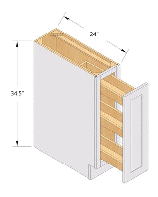 HA - BF09 - PO: Ash Gray Shaker 09" Full Door Pull Out Spice Rack Base Cabinets - homecabinets