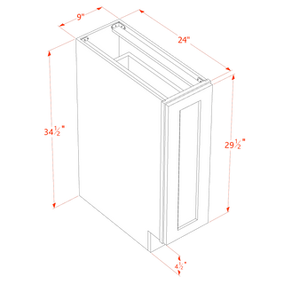 HA - BF09 - PO: Ash Gray Shaker 09" Full Door Pull Out Spice Rack Base Cabinets - homecabinets