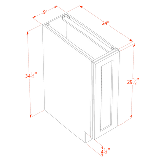 HA - BF0924: Ash Gray Shaker 09" Full Height Door Standard Base Cabine - homecabinets