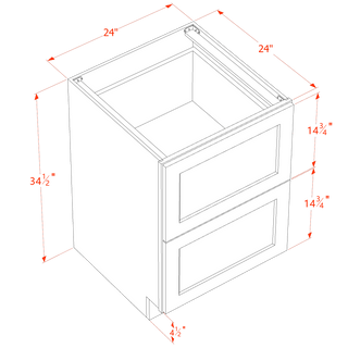 HA - DB24 - 2: Ash Gray Shaker 24" 2 Drawers Base Cabinet - homecabinets