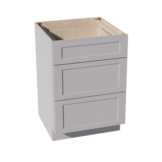 HA - DB24: Ash Gray Shaker 24" 3 Drawers Base Cabinet - homecabinets