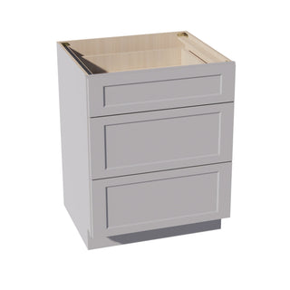 HA - DB27: Ash Gray Shaker 27" 3 Drawers Base Cabinet - homecabinets