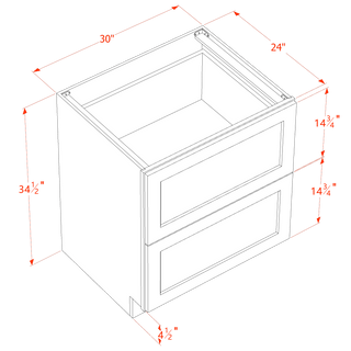 HA - DB30 - 2: Ash Gray Shaker 30" 2 Drawers Base Cabinet - homecabinets