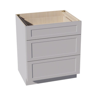 HA - DB30: Ash Gray Shaker 30" 3 Drawers Base Cabinet - homecabinets