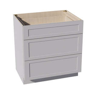 HA - DB33: Ash Gray Shaker 33" 3 Drawers Base Cabinet - homecabinets