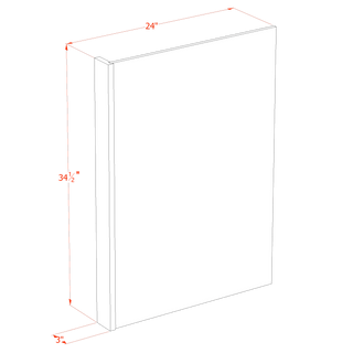 HA - DWR3: Ash Gray Shaker 3" Filler - 24"W x 34 - 1/2"H x 1/2"D Dishwasher Return Panel - homecabinets