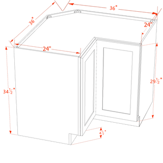 HA - LSB36: Ash Gray Shaker 36" 2 Doors Lazy Susan Corner Base Cabinets - homecabinets