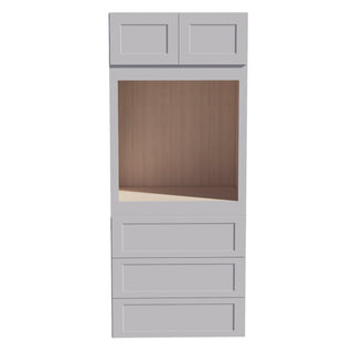 HA - OC3384: Ash Gray Shaker 33"W x 84"H x 24"D 2 Doors & 3 Drawers Tall Oven Shelf Cabinets - homecabinets