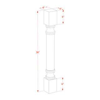 HA - RP436: Ash Gray Shaker 04"W x 36"H x 04"D Round Roman Pillar - homecabinets