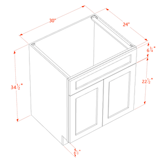 HA - SB30: Ash Gray Shaker 30" 2 Doors 1 False Drawer Sink Base Cabinet - homecabinets