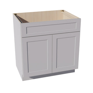 HA - SB33: Ash Gray Shaker 33" 2 Doors 1 False Drawer Sink Base Cabinet - homecabinets