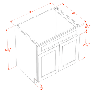 HA - SB33: Ash Gray Shaker 33" 2 Doors 1 False Drawer Sink Base Cabinet - homecabinets