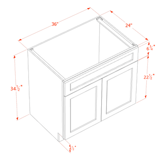 HA - SB36: Ash Gray Shaker 36" 2 Doors 1 False Drawer Sink Base Cabinet - homecabinets