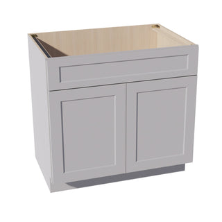 HA - SB36: Ash Gray Shaker 36" 2 Doors 1 False Drawer Sink Base Cabinet - homecabinets