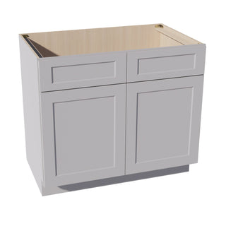 HA - SB39: Ash Gray Shaker 39" 2 Doors 2 False Drawers Sink Base Cabinet - homecabinets