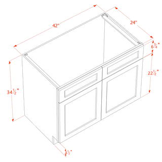 HA - SB42: Ash Gray Shaker 42" 2 Doors 2 False Drawers Sink Base Cabinet - homecabinets