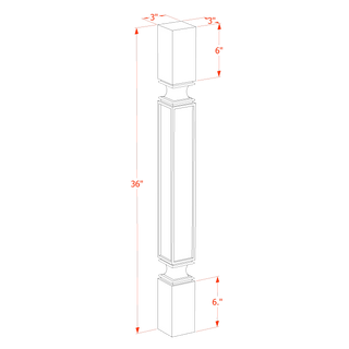 HA - SP336: Ash Gray Shaker 03"W x 36"H x 03"D Square Roman Pillar - homecabinets