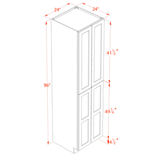 HA - TP2496: Ash Gray Shaker 24"W x 96"H x 24"D 4 Door & 6 Shelves Tall Shelf Pantry Cabinets - homecabinets