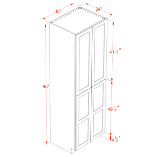 HA - TP3096: Ash Gray Shaker 30"W x 96"H x 24"D 2 Doors & 6 Shelves Tall Shelf Pantry Cabinets - homecabinets