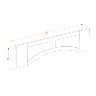 HA - VARP42: Ash Gray Shaker 42"W x 12"H x 3/4"D Arched Valance with Raised Panel - homecabinets