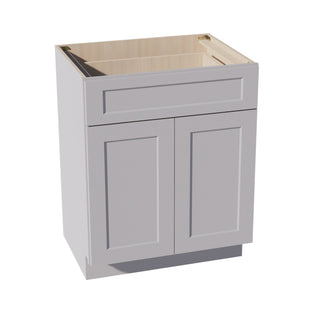 HA - VB2721: Ash Gray Shaker 27"W x 34 - 1/2"H x 21"D 2 Doors & 1 Drawer Double Door Vanity Base Cabinets - homecabinets