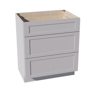 HA - VDB3021: Ash Gray Shaker 30"W x 34 - 1/2"H x 21"D 3 Drawers Vanity Base Cabinets - homecabinets