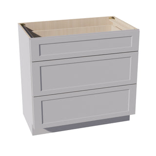 HA - VDB3621: Ash Gray Shaker 36"W x 34 - 1/2"H x 21"D 3 Drawers Vanity Base Cabinets - homecabinets