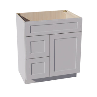 HA - VSD3021L: Ash Gray Shaker 30"W x 34 - 1/2"H x 21"D 1 Door & 2 Left Drawers Offset Vanity Sink Base Cabinets - homecabinets