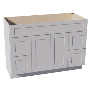 HA - VSD4821: Ash Gray Shaker 48"W x 34 - 1/2"H x 21"D 2 Doors, 4 Drawers & 1 False Drawer Centered Vanity Sink Base Cabinets - homecabinets