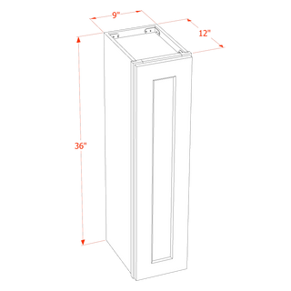 HA - W0936: Ash Gray Shaker 09"W x 36"H 1 Door & 2 Shelves Standard Wall Cabinet - homecabinets