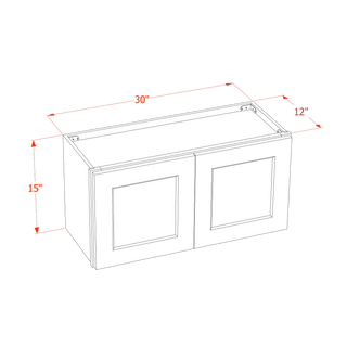 HA - W3015: Ash Gray Shaker 30"W x 15"H 2 Doors Standard Wall Bridge Cabinet - homecabinets