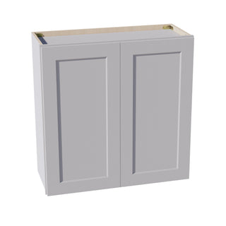 HA - W3030: Ash Gray Shaker 30"W x 30"H 2 Doors & 2 Shelves Standard Wall Cabinet - homecabinets