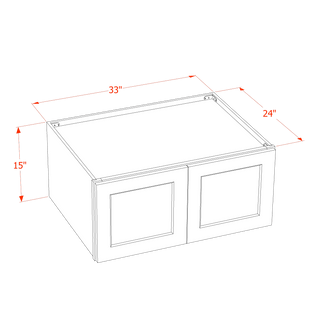 HA - W331524: Ash Gray Shaker 33"W x 15"H x 24"D 2 Doors Standard Bridge Wall Cabinet - homecabinets