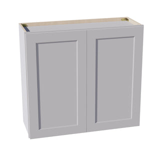 HA - W3330: Ash Gray Shaker 33"W x 30"H 2 Doors & 2 Shelves Standard Wall Cabinet - homecabinets