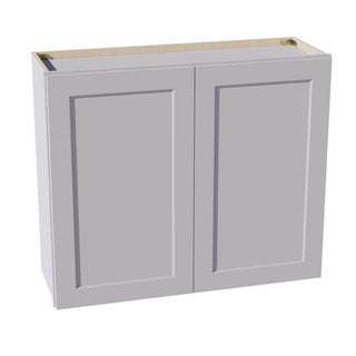 HA - W3630: Ash Gray Shaker 36"W x 30"H 2 Doors & 2 Shelves Standard Wall Cabinet - homecabinets